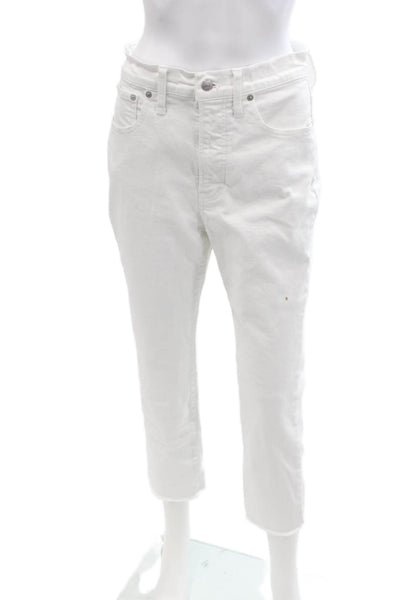 Madewell Women White Cropped Ankle Jeans Mid-Rise Size 27