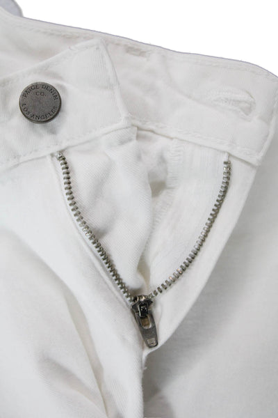 Paige Womens Skinny Cropped Ankle Jeans White Mid-Rise Button Size 27