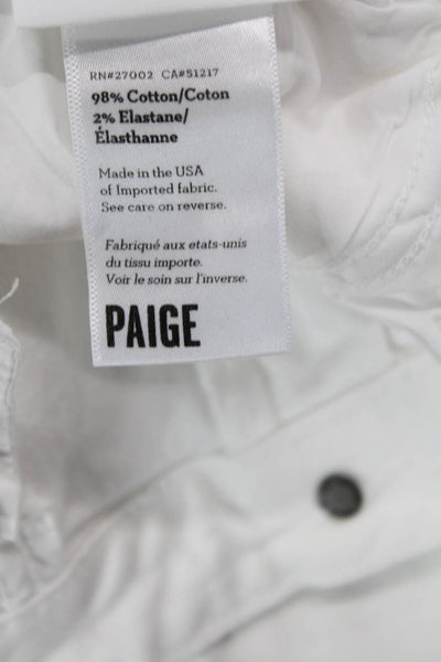 Paige Womens Skinny Cropped Ankle Jeans White Mid-Rise Button Size 27