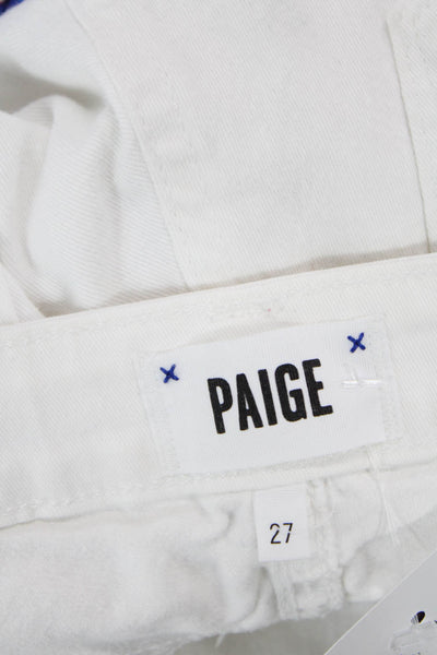 Paige Womens Skinny Cropped Ankle Jeans White Mid-Rise Button Size 27