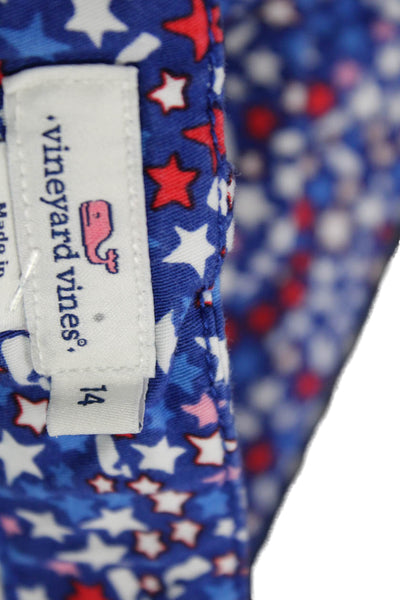 Vineyard Vines Girls Hook Closure Flat Front Star Print Shorts Size 14