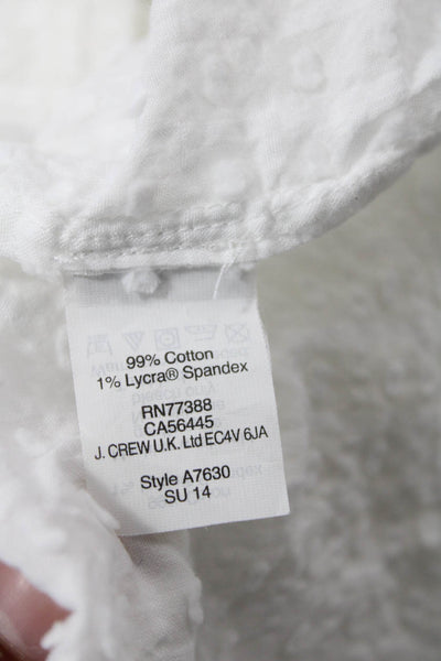 J Crew Women Tunic White Round Neck 3/4 Sleeve 100% Cotton Boho Size XS