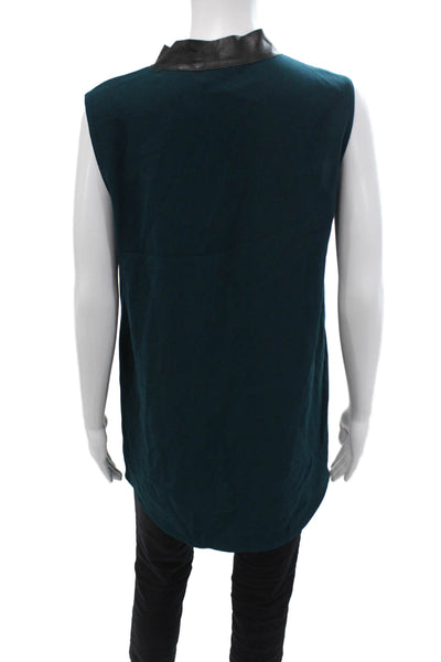 Elie Tahari Women Tunic Blouse Black Mock Neck Sleeveless Button Size S