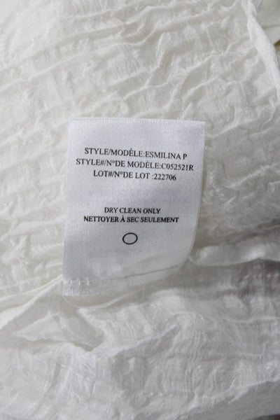 Theory Women White Silk Rayon Button-Up Collared Long Sleeve Petite Size S