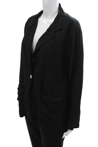 Electric & Rose Women Black Collared Button Blazer Rayon Linen Size S