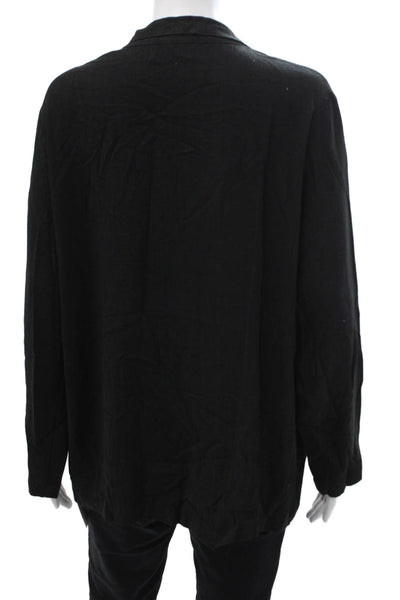 Electric & Rose Women Black Collared Button Blazer Rayon Linen Size S