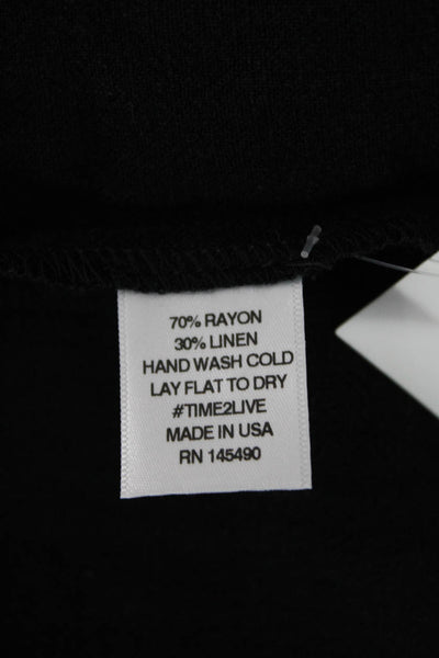 Electric & Rose Women Black Collared Button Blazer Rayon Linen Size S