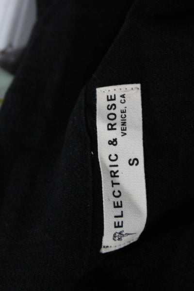 Electric & Rose Women Black Collared Button Blazer Rayon Linen Size S