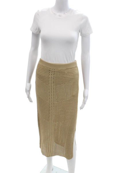 Rachel Zoe Women Straight Pencil Midi Skirt Beige Polyester Size S