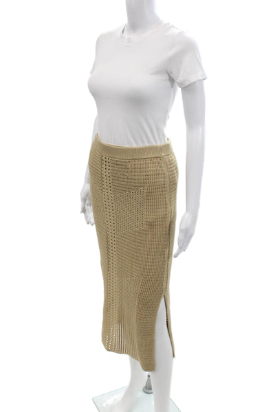 Rachel Zoe Women Straight Pencil Midi Skirt Beige Polyester Size S