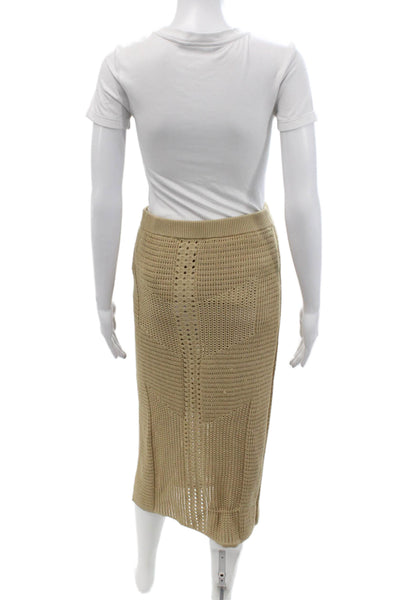 Rachel Zoe Women Straight Pencil Midi Skirt Beige Polyester Size S