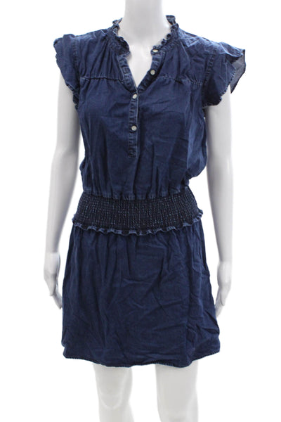 Rails Womens Shirt Dress Dark Blue V-Neck Short Sleeve Petite Size XS