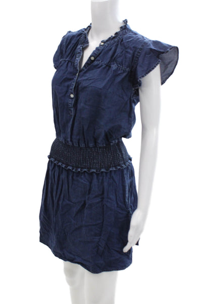 Rails Womens Shirt Dress Dark Blue V-Neck Short Sleeve Petite Size XS