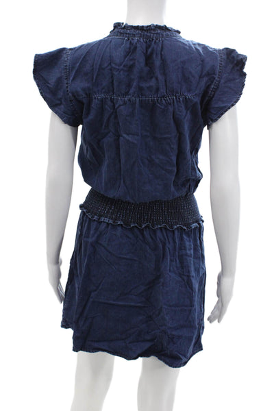 Rails Womens Shirt Dress Dark Blue V-Neck Short Sleeve Petite Size XS