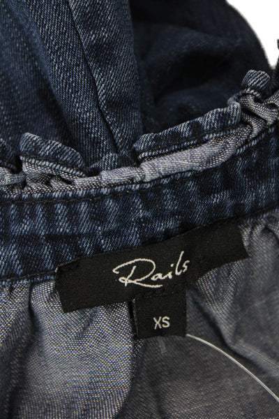 Rails Womens Shirt Dress Dark Blue V-Neck Short Sleeve Petite Size XS