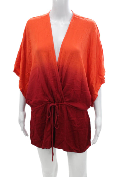 Young Fabulous & Broke Womens Orange Ombre Romper Short Sleeve Size XS