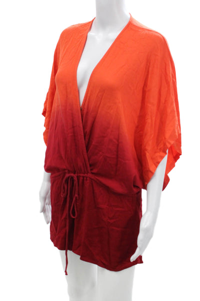 Young Fabulous & Broke Womens Orange Ombre Romper Short Sleeve Size XS