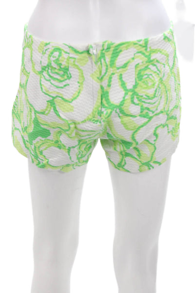 Lily Pulitzer Unisex Green Floral Beach Cotton Button Shorts Size 2