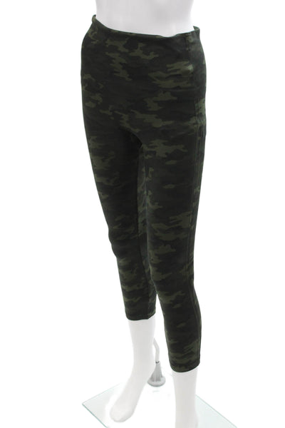 Spanx Women Ankle Cropped Green Camouflage Leggings Size L