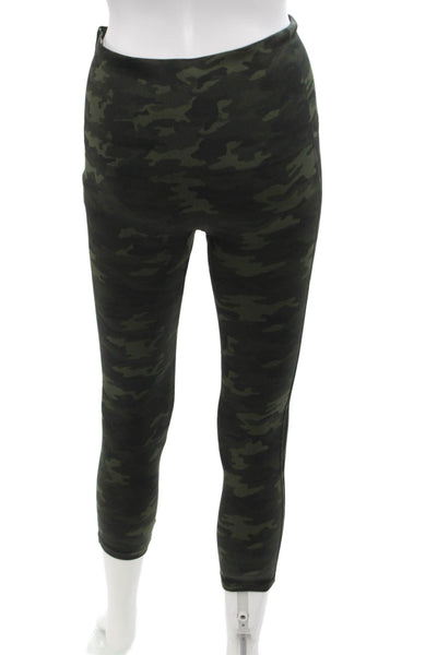 Spanx Women Ankle Cropped Green Camouflage Leggings Size L
