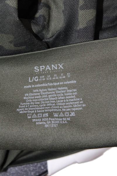 Spanx Women Ankle Cropped Green Camouflage Leggings Size L