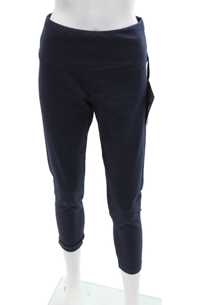 Lisse Women Cropped Capri Leggings Dark Blue Cotton Spandex Size L