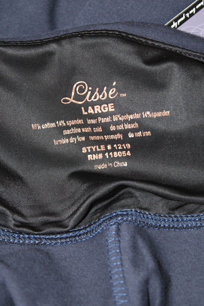 Lisse Women Cropped Capri Leggings Dark Blue Cotton Spandex Size L