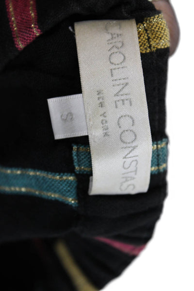 Caroline Constas Unisex Bohemian Striped Linen Blend Black Shorts Size S