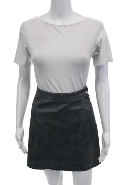 Zara Women A-Line Mini Skirt Dark Gray Polyurethane Solid Size XS