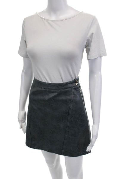 Zara Women A-Line Mini Skirt Dark Gray Polyurethane Solid Size XS