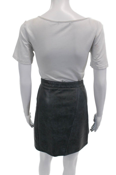 Zara Women A-Line Mini Skirt Dark Gray Polyurethane Solid Size XS