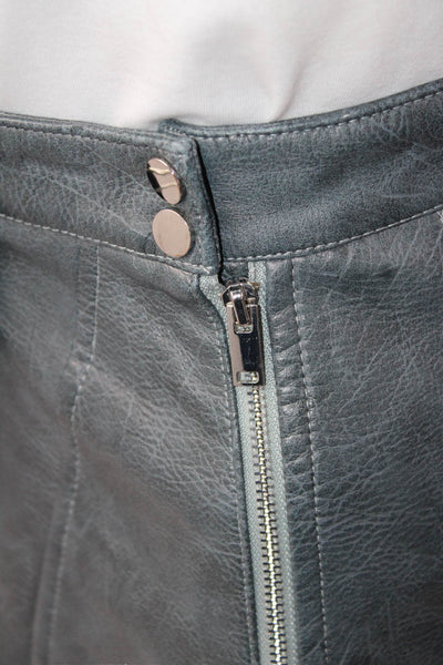 Zara Women A-Line Mini Skirt Dark Gray Polyurethane Solid Size XS