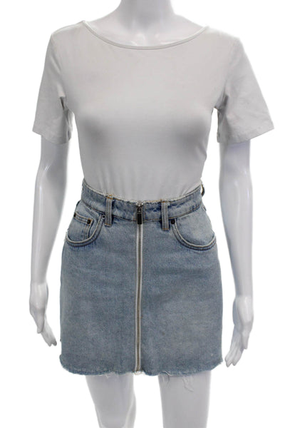 Zara Women Light Blue Knee Length Pencil Skirt Size S