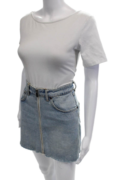 Zara Women Light Blue Knee Length Pencil Skirt Size S