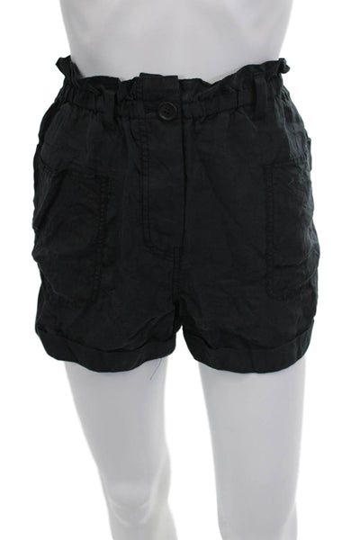 Unsubscribed Unisex Black Button Solid Beach Shorts Size XS