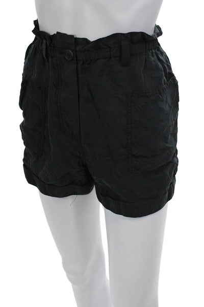 Unsubscribed Unisex Black Button Solid Beach Shorts Size XS