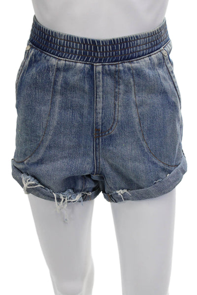 One by One Teaspoon Unisex 90s Blue Button Shorts Size 26
