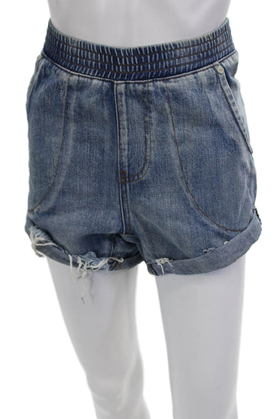 One by One Teaspoon Unisex 90s Blue Button Shorts Size 26