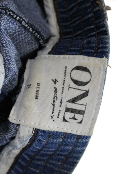 One by One Teaspoon Unisex 90s Blue Button Shorts Size 26