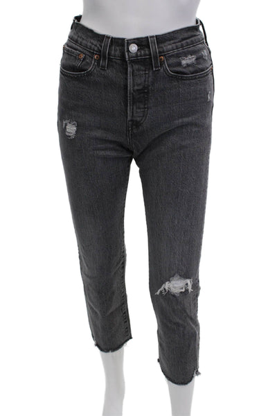 Levis Womens Cropped Straight Jeans Dark Gray Size 24
