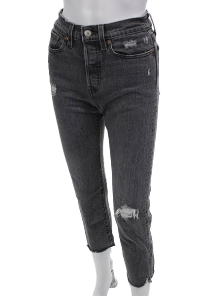 Levis Womens Cropped Straight Jeans Dark Gray Size 24