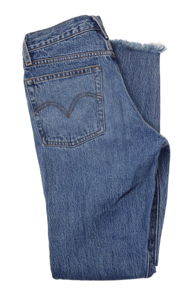 Levis Women Mom Straight Blue Jeans Mid Rise Button Size 24