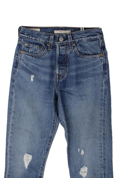 Levis Women Mom Straight Blue Jeans Mid Rise Button Size 24