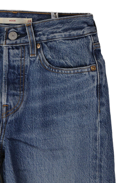 Levis Women Mom Straight Blue Jeans Mid Rise Button Size 24