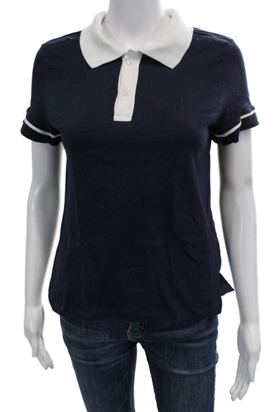 Splits 59 Women Dark Blue Ringer Polo Short Sleeve Organic Cotton Size XS