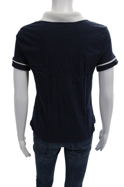 Splits 59 Women Dark Blue Ringer Polo Short Sleeve Organic Cotton Size XS