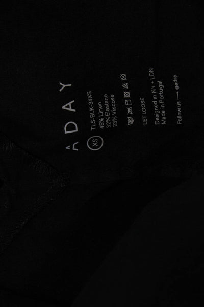 Aday Women Black V-Neck Long Sleeve Tunic Blouse Basic Size XS