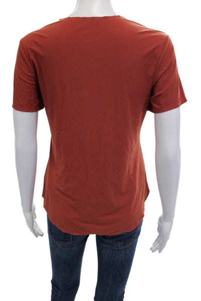 Aday Women Basic T-Shirt Orange Short Sleeve Crew Neck Size XS