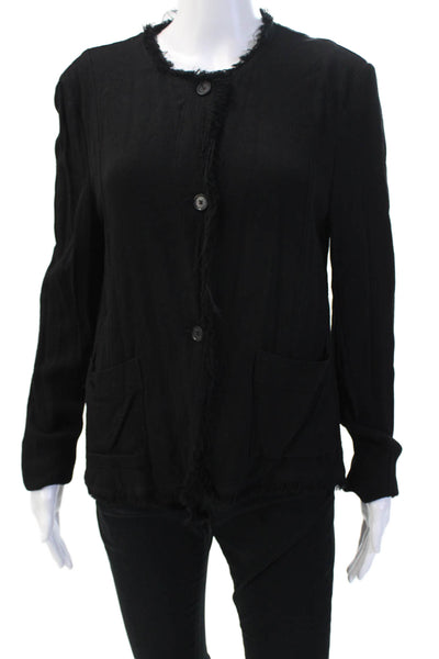 Raquel Allegra Women Black Rayon Jacket Long Sleeve Size 2