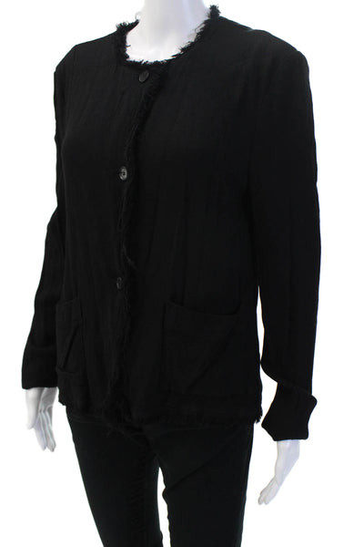 Raquel Allegra Women Black Rayon Jacket Long Sleeve Size 2